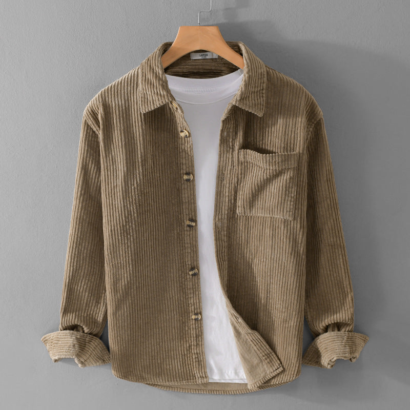 Men's corduroy long sleeved shirt