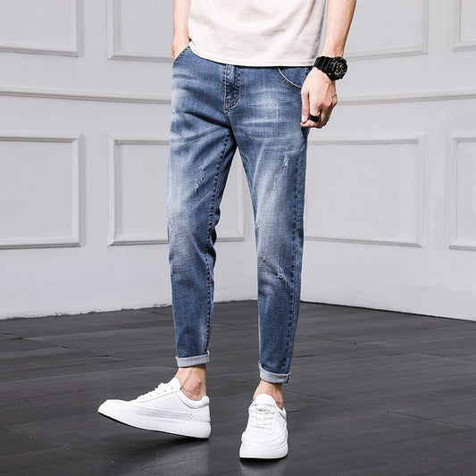 Men's Jeans Trousers Small Feet Thin