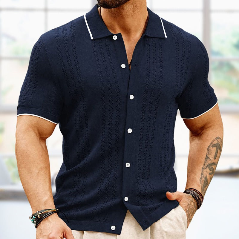 New cardigan knit thin business knit polo shirt