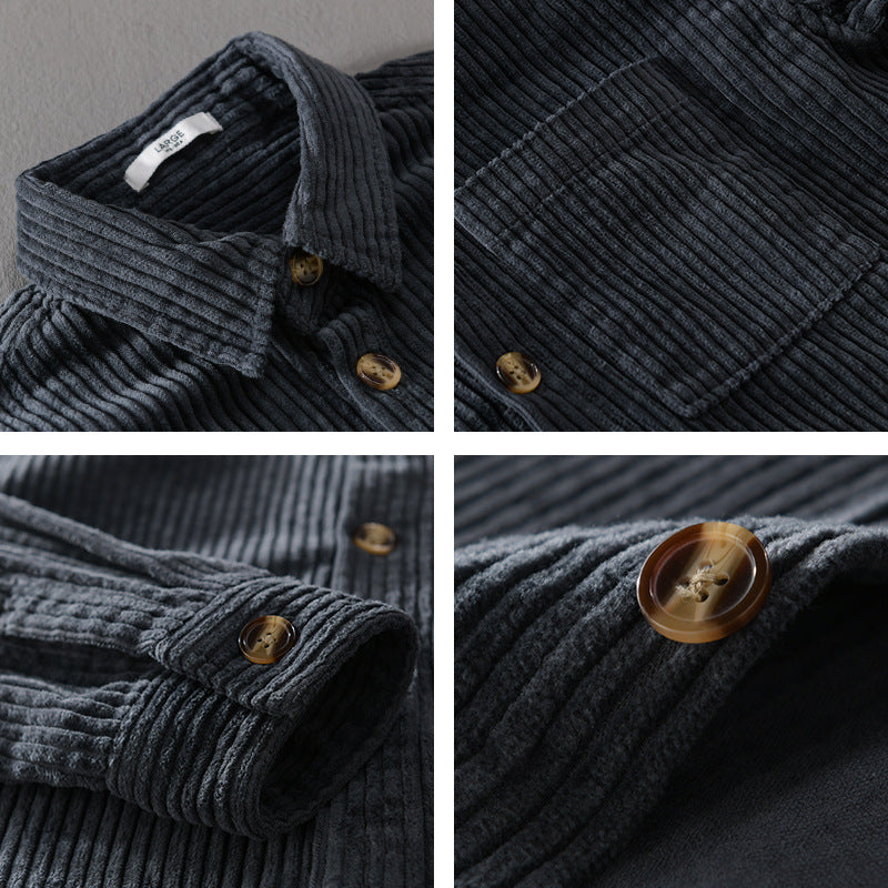 Men's corduroy long sleeved shirt