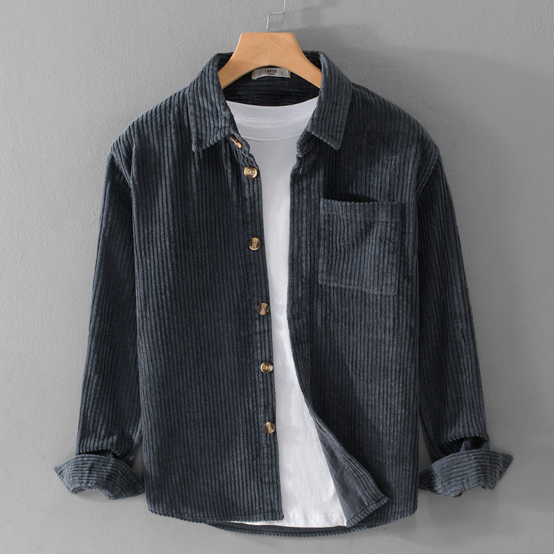 Men's corduroy long sleeved shirt