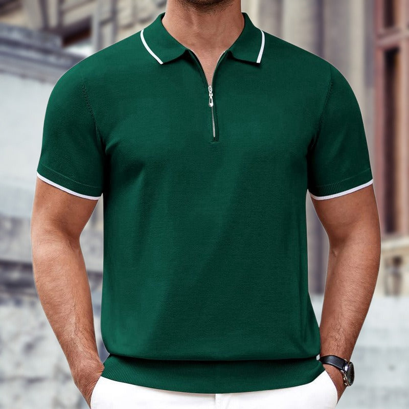 Zipper Knitwear  Polo Shirt