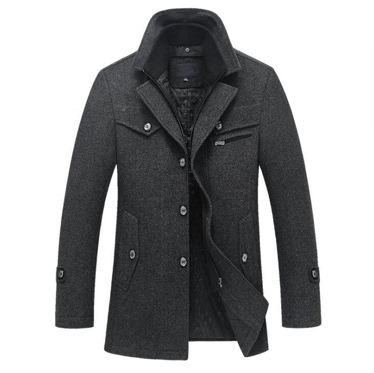 Wool Coat Slim Fit Jackets Men Casual