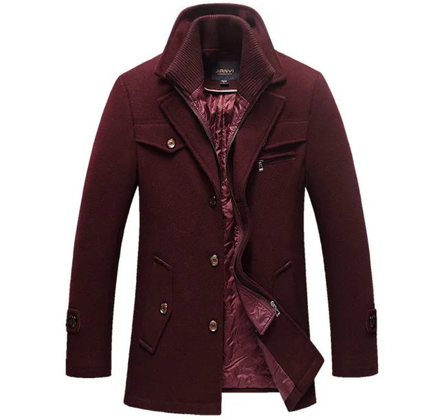 Wool Coat Slim Fit Jackets Men Casual