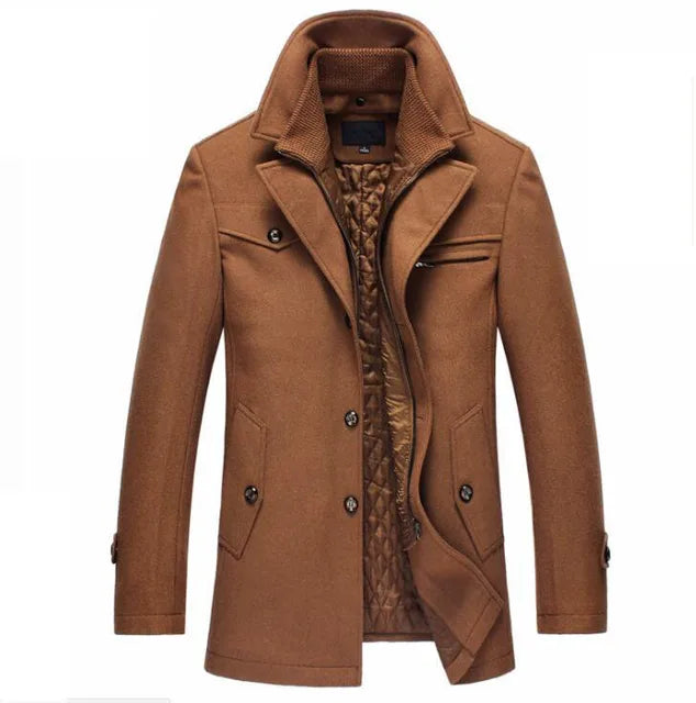 Wool Coat Slim Fit Jackets Men Casual