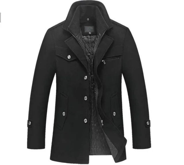 Wool Coat Slim Fit Jackets Men Casual