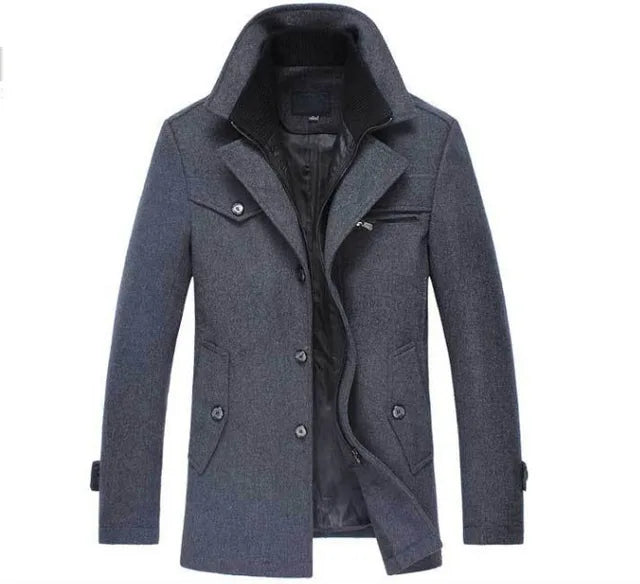 Wool Coat Slim Fit Jackets Men Casual